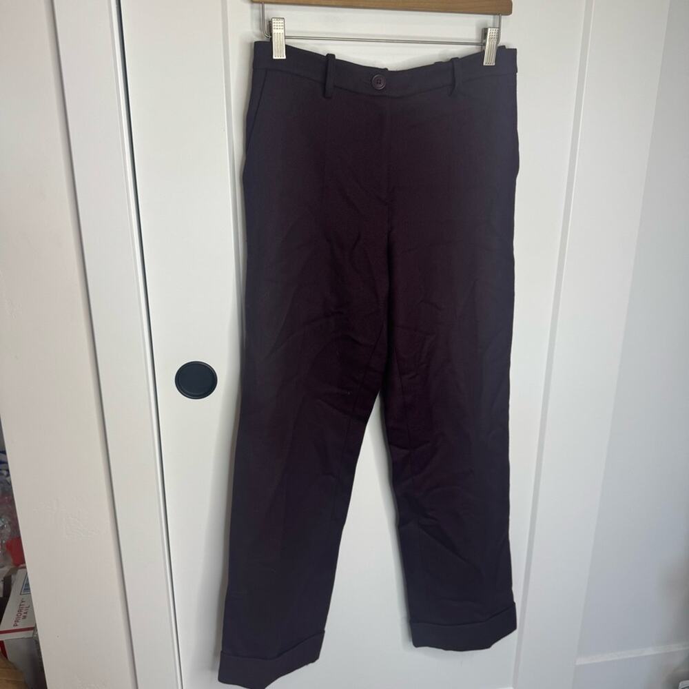 La Reconstruction Jacquemus 100% Wool Burgundy Cuffed Trousers Pants 36